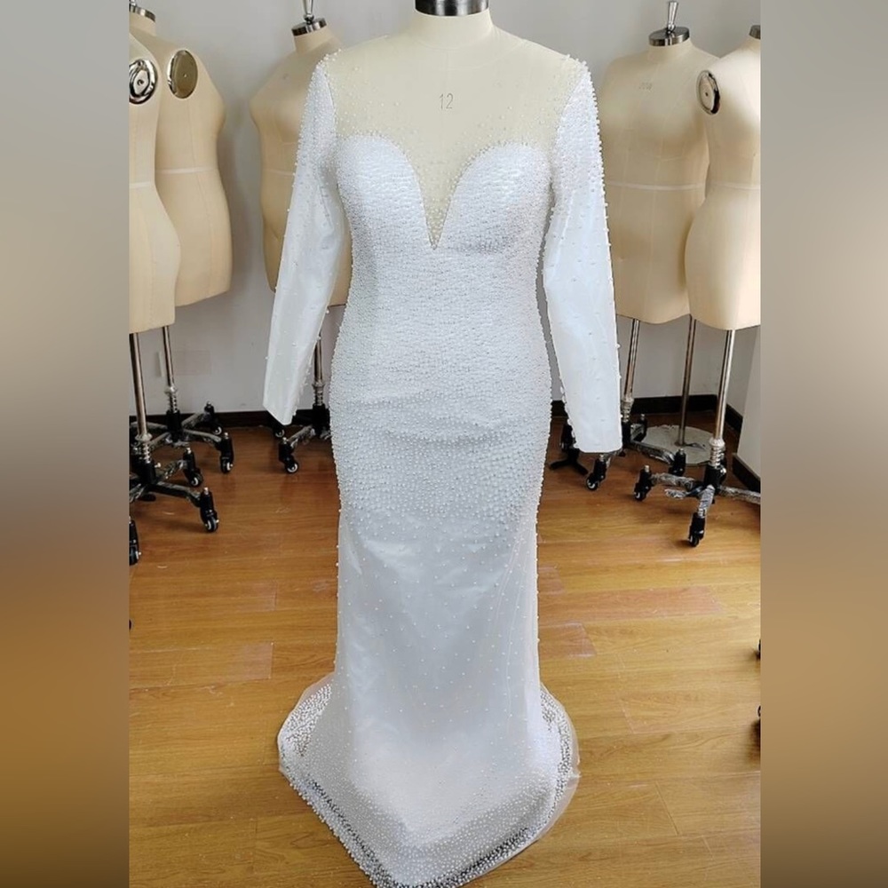 New custom fully covered pearl dress